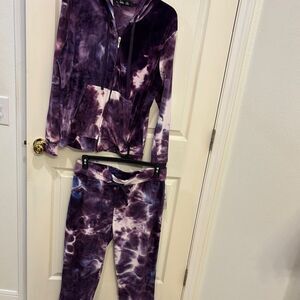 Purple Tie-Dye soft velvety Set with Long Sleeves
